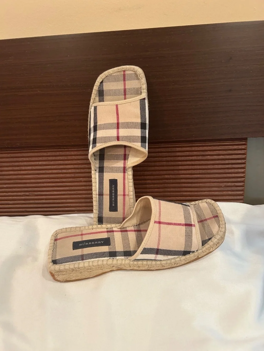 Authentic Burberry check slides size 37